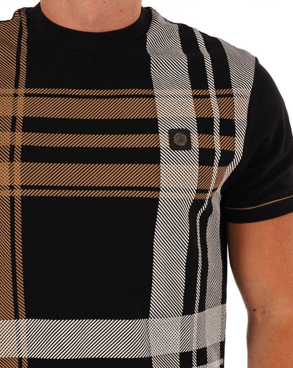 Trojan Check Panel T-shirt Black
