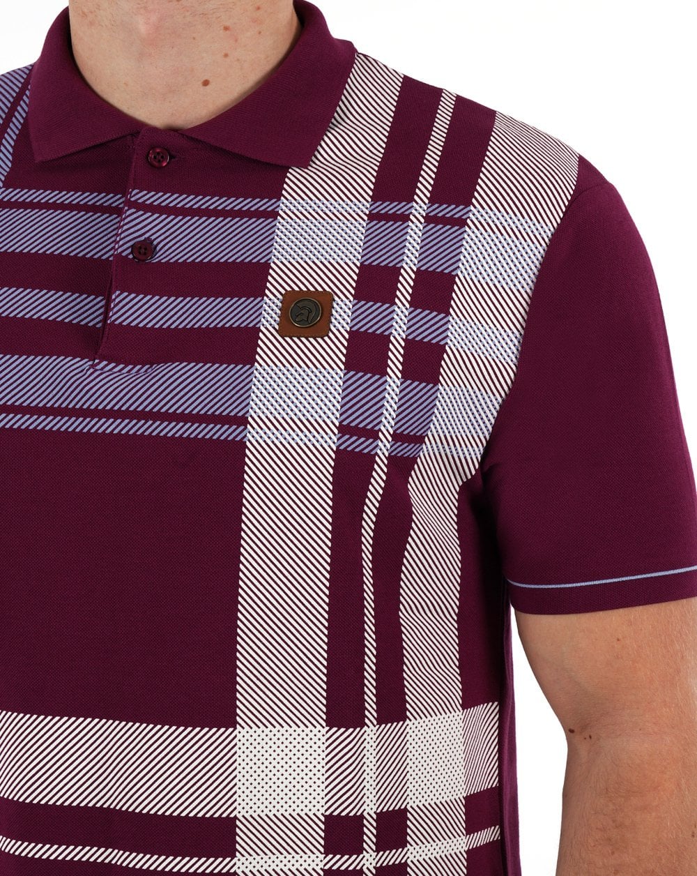 Trojan Check Panel Polo Shirt Port