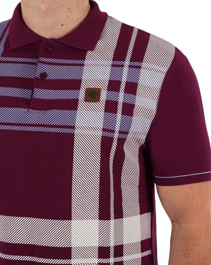 Trojan Check Panel Polo Shirt Port