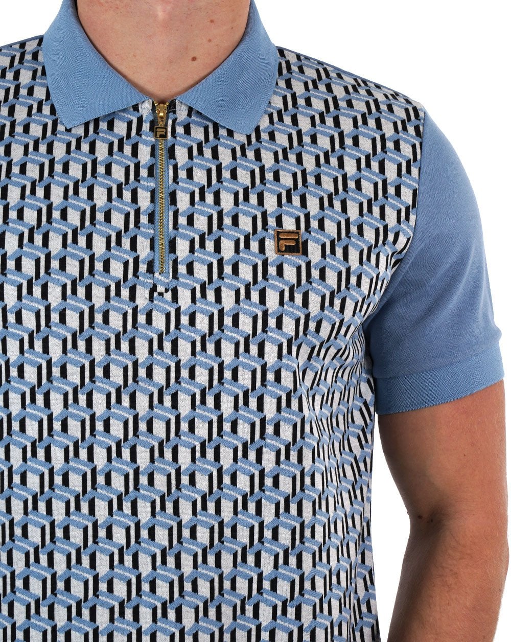Fila Gold Jacquard Polo Denim Blue
