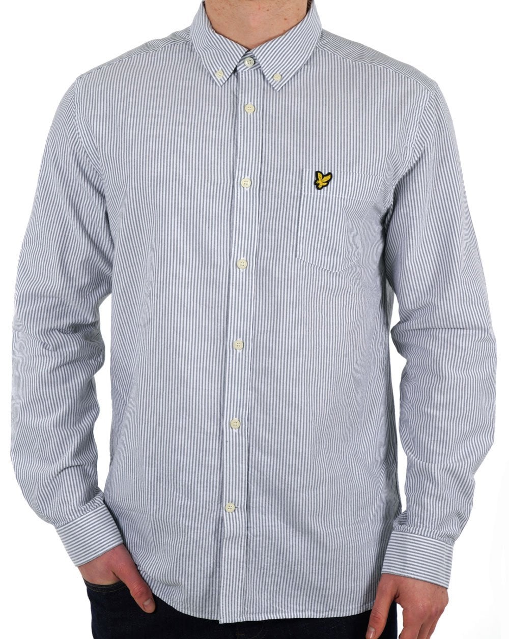 Lyle & Scott Stripe Oxford Shirt Gun Metal/White