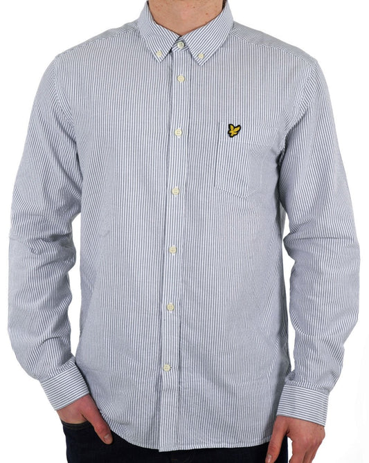 Lyle & Scott Stripe Oxford Shirt Gun Metal/White