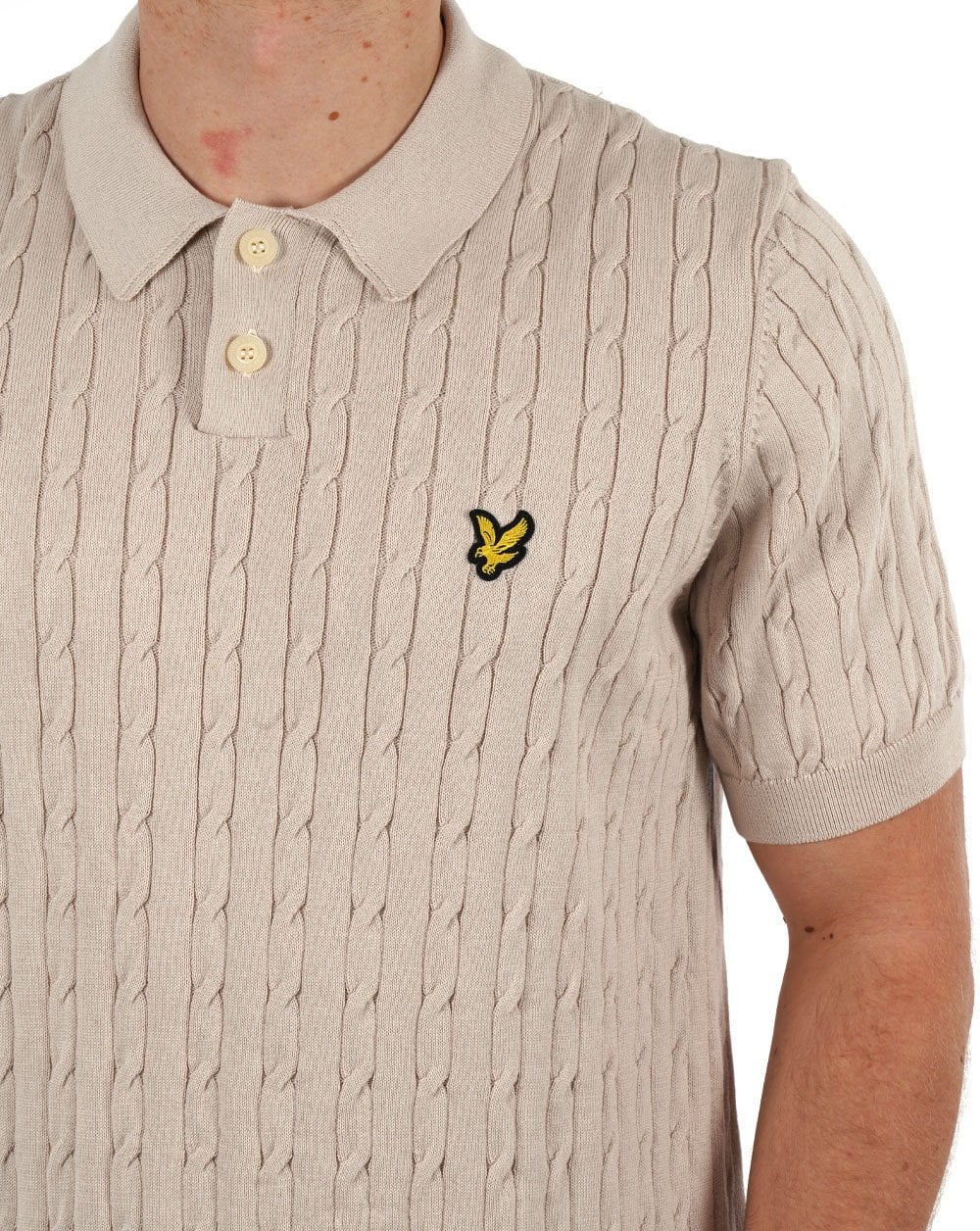Lyle & Scott Cable Knitted Polo Stone
