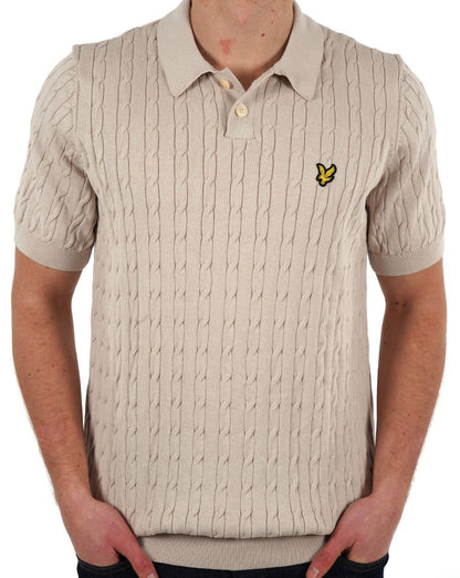 Lyle & Scott Cable Knitted Polo Stone