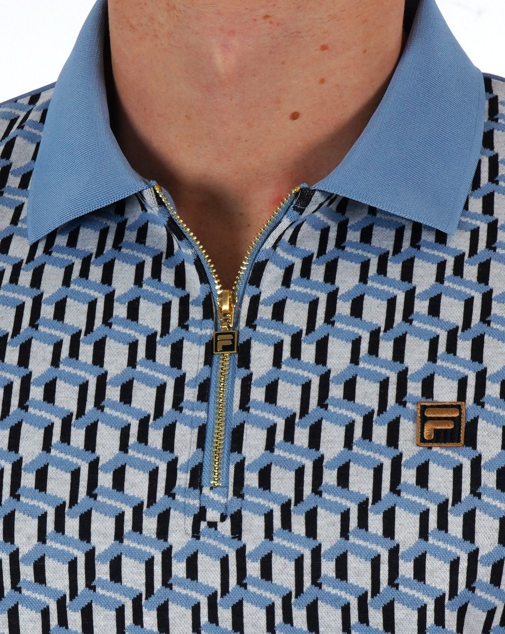 Fila Gold Jacquard Polo Denim Blue
