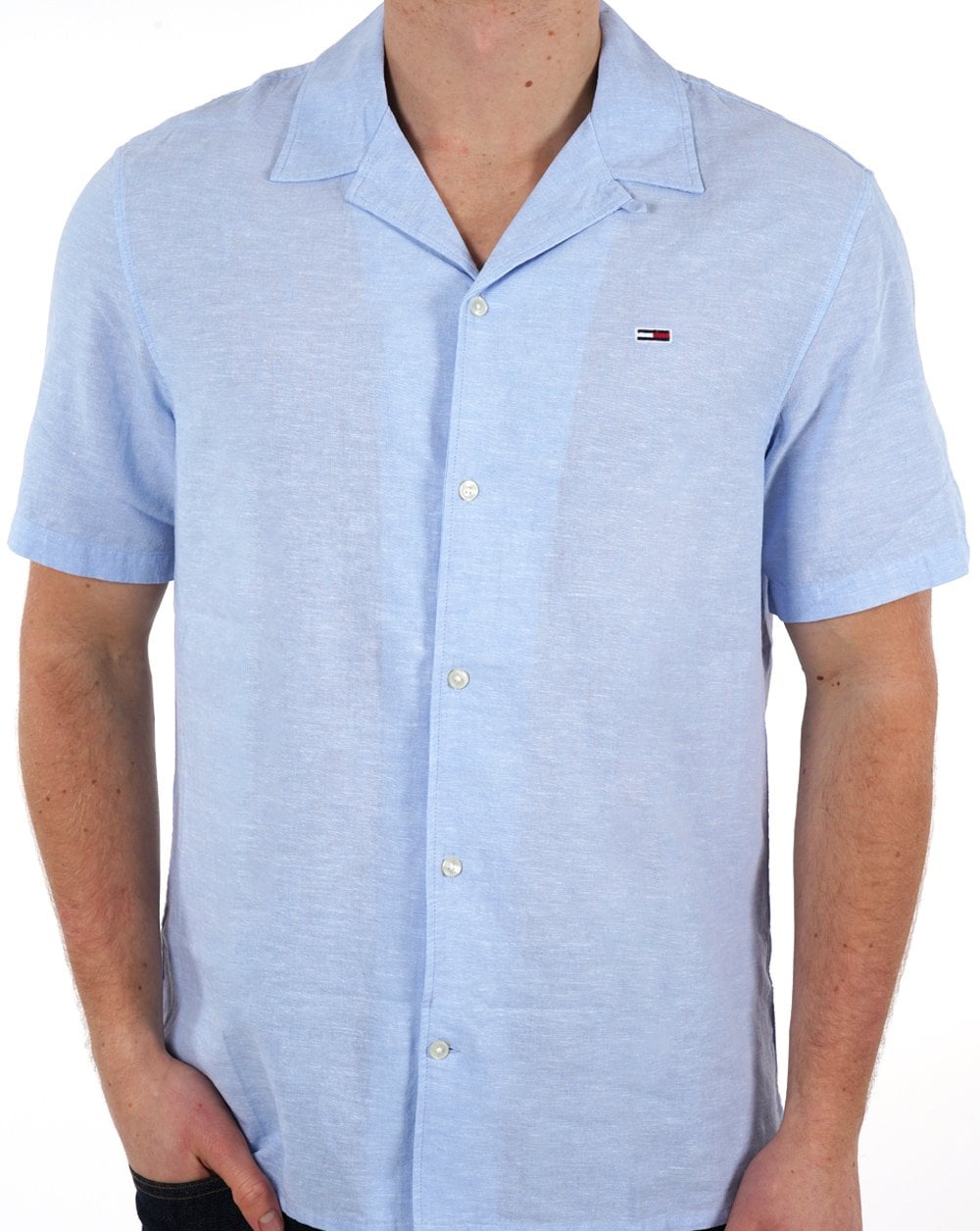 Tommy Jeans Linen SS Shirt Blue