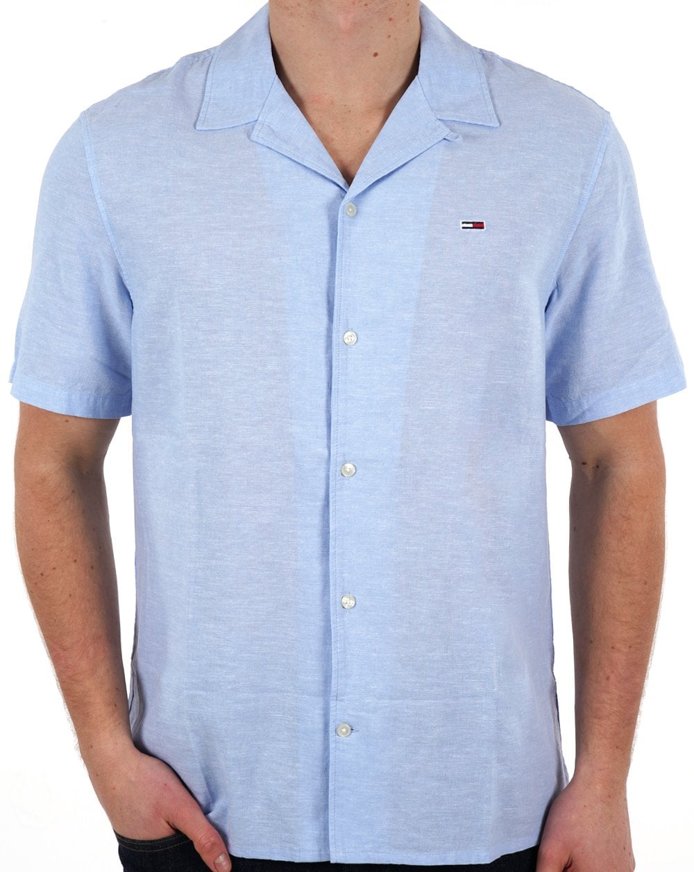 Tommy Jeans Linen SS Shirt Blue