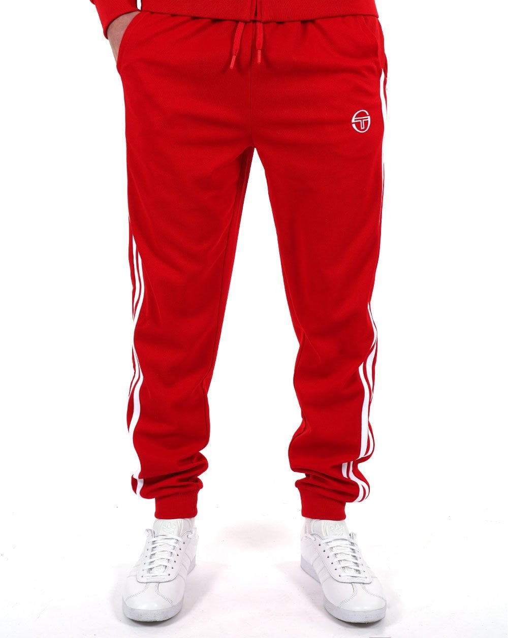 Sergio Tacchini 2 Stripe Track Pants Dark Red/White