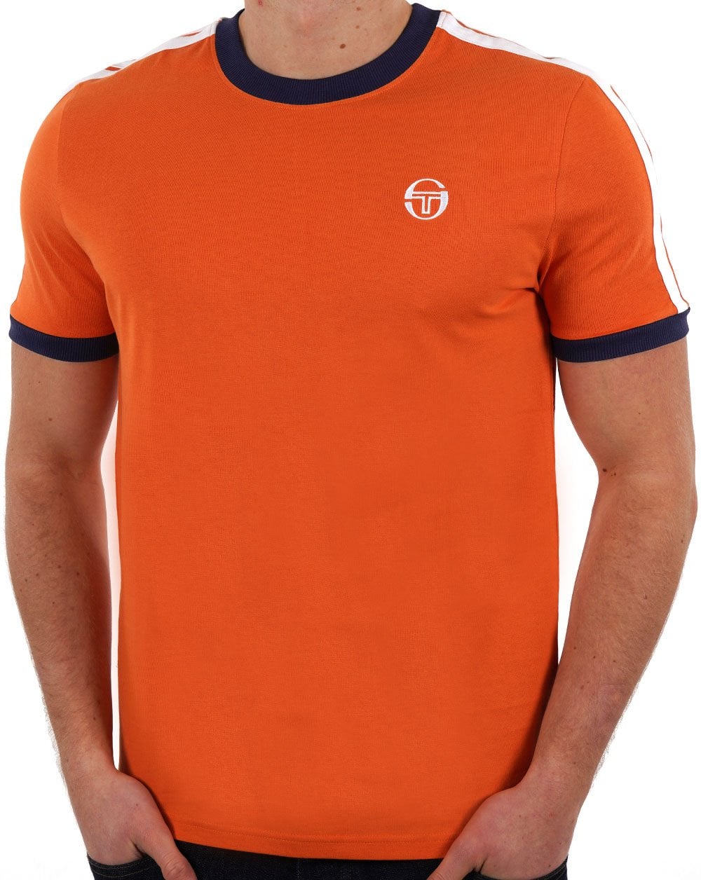 Sergio Tacchini Retro T Shirt Orange/Navy