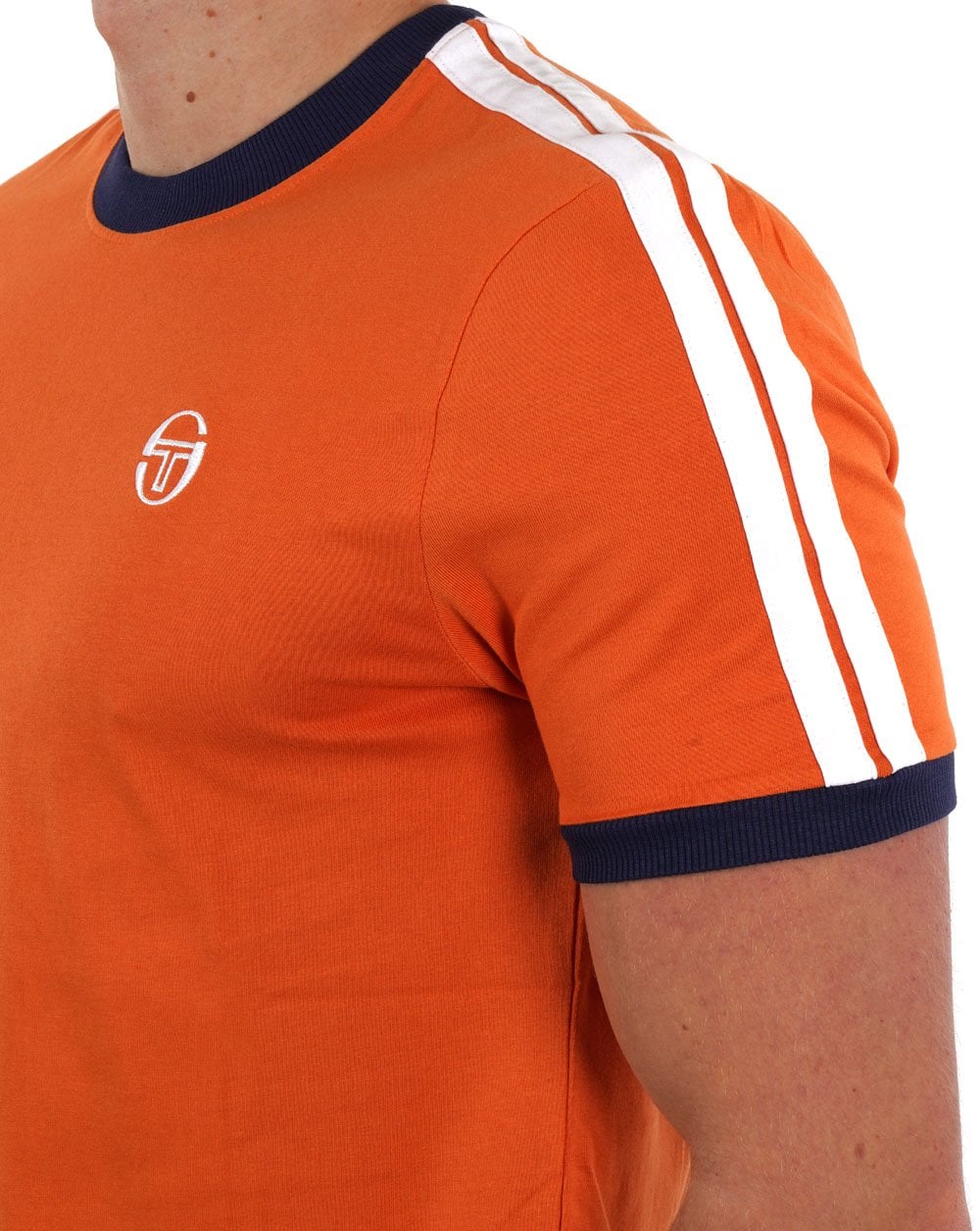 Sergio Tacchini Retro T Shirt Orange/Navy