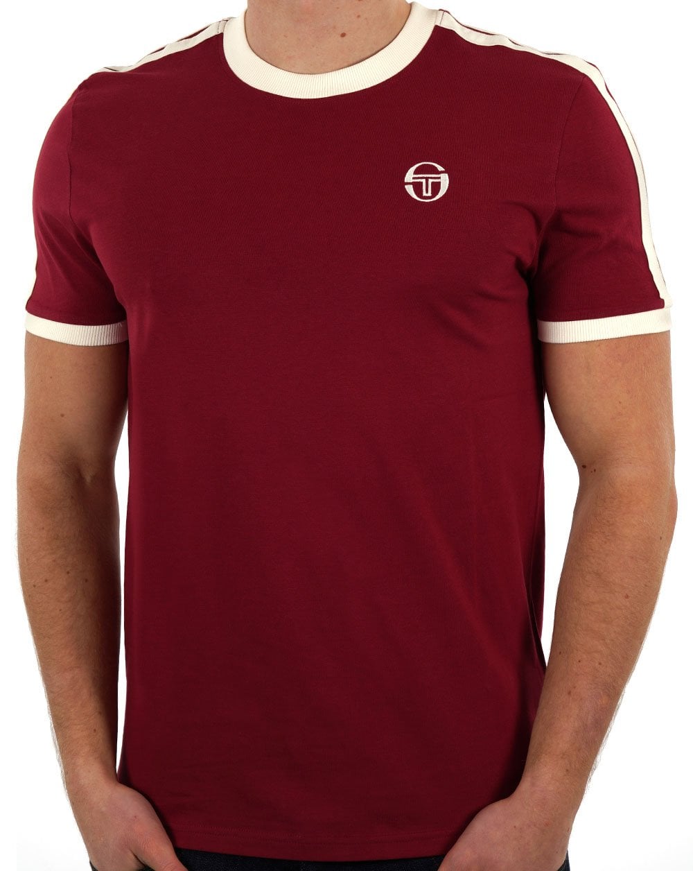 Sergio Tacchini Retro T Shirt Claret/Gardenia
