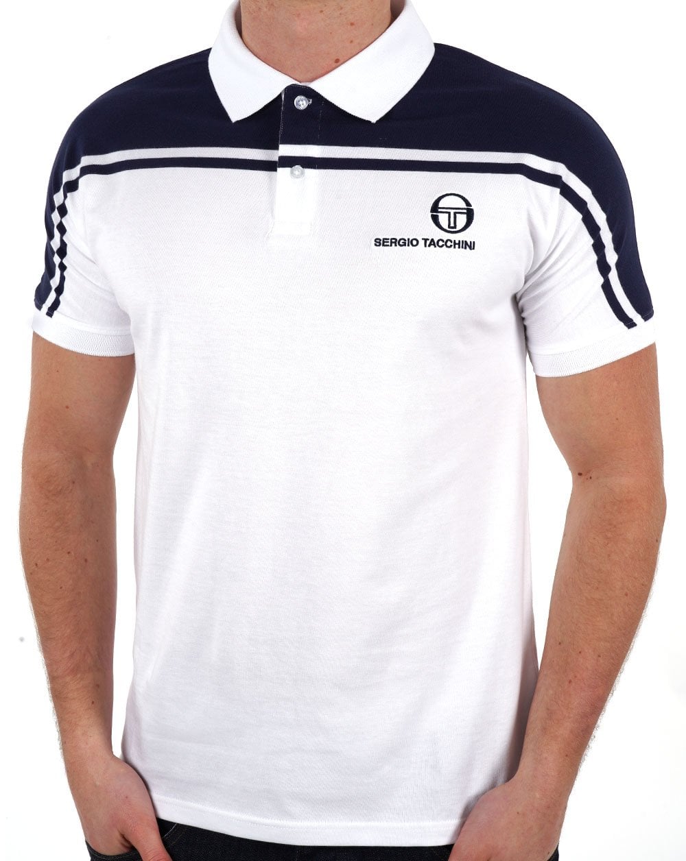 Sergio Tacchini New Young Line Polo Shirt White/Navy Blue