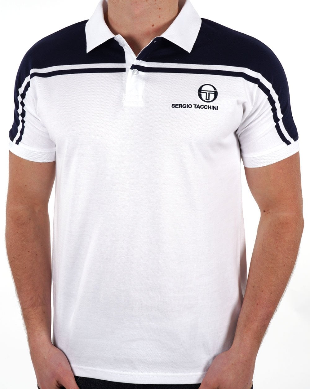 Sergio Tacchini New Young Line Polo Shirt White/Navy Blue