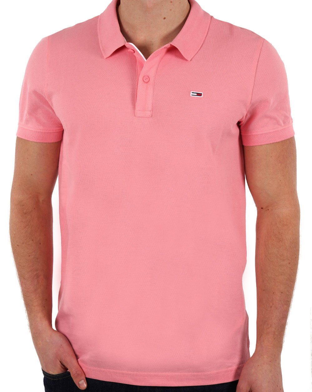 Tommy Jeans Slim Placket Polo Tickled Pink