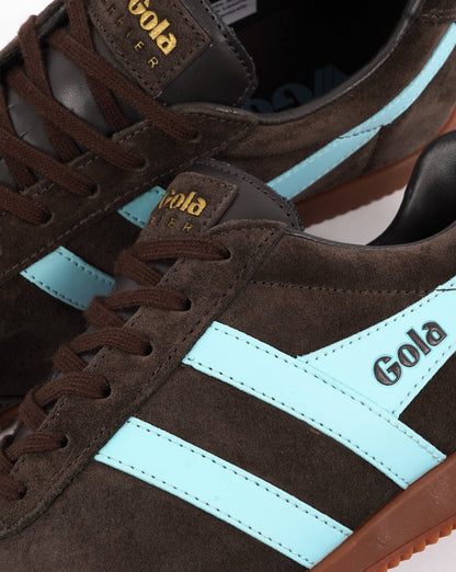 Gola Harrier Suede Trainer Dark Brown / Sky Blue