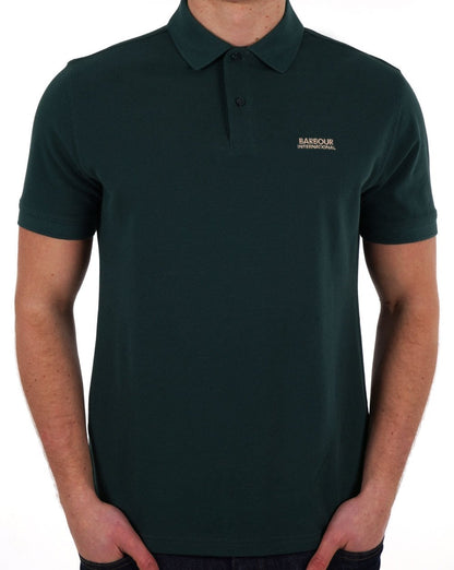 Barbour International Tourer Pique Polo Forest River Green