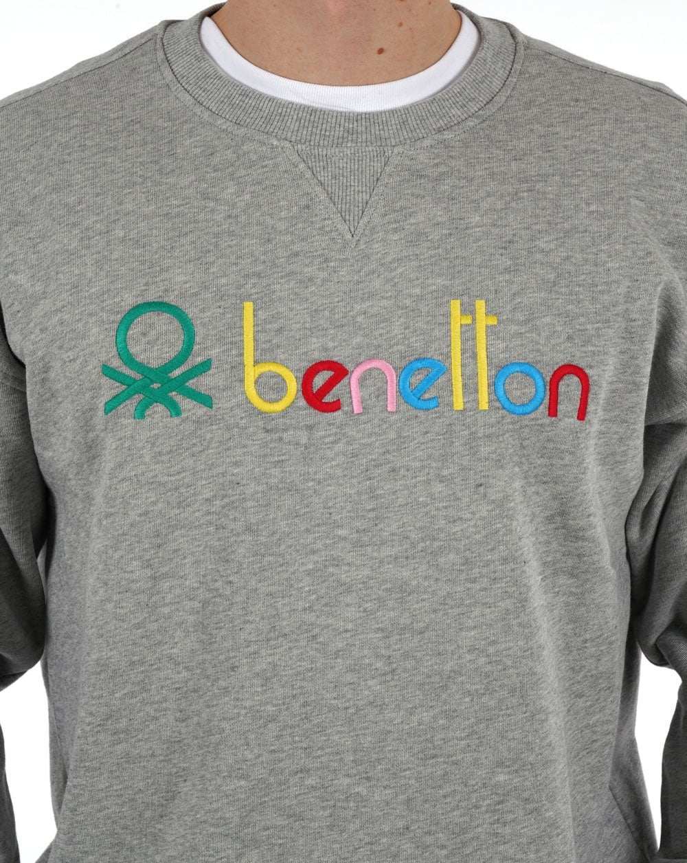 Benetton Colour Logo Sweatshirt Grey