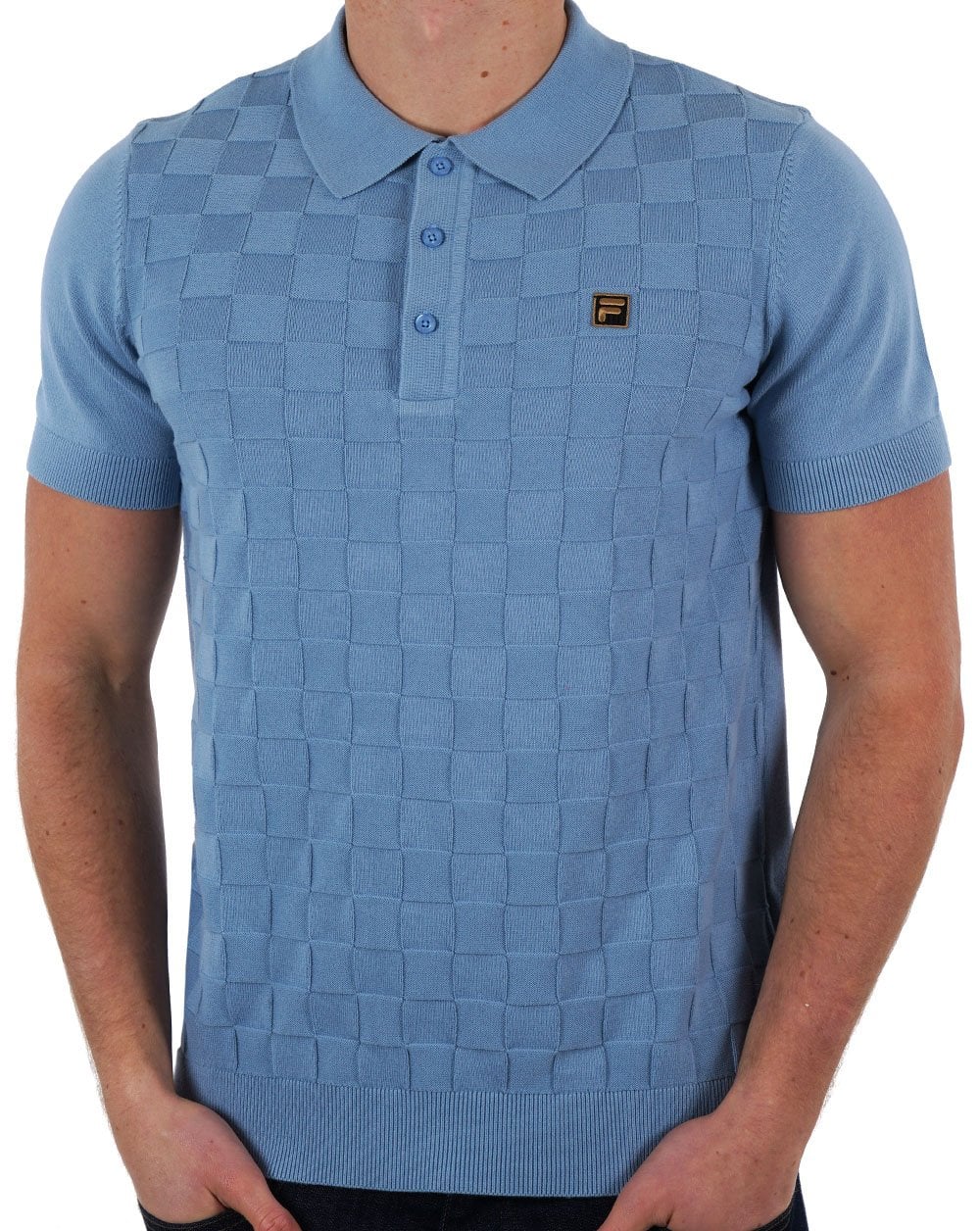Fila Gold Square Knit Polo Blue