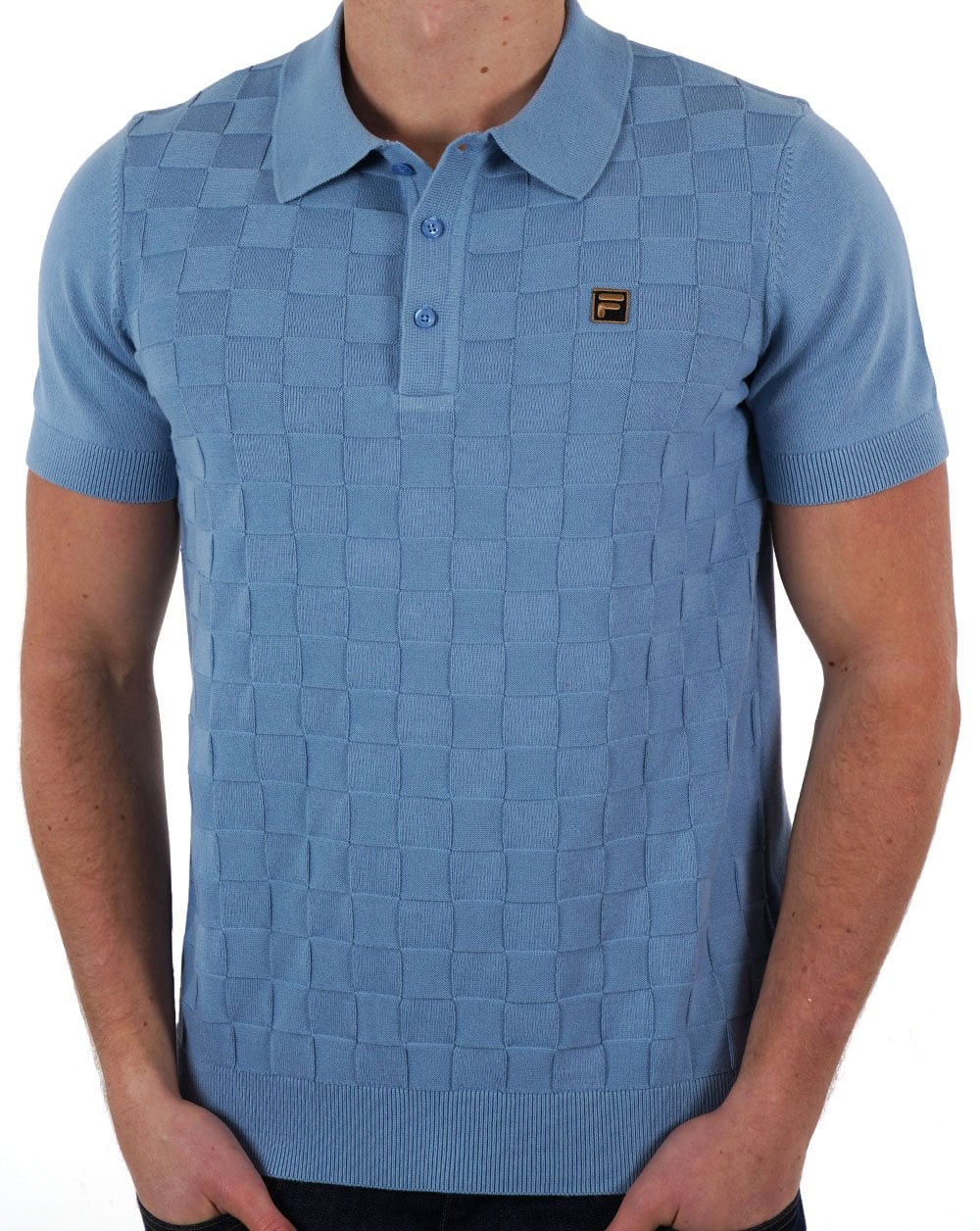 Fila Gold Square Knit Polo Blue