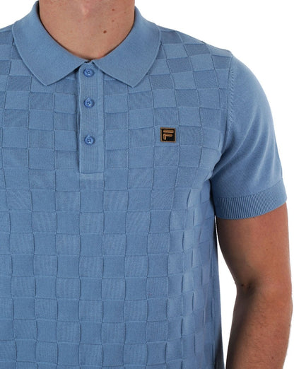 Fila Gold Square Knit Polo Blue
