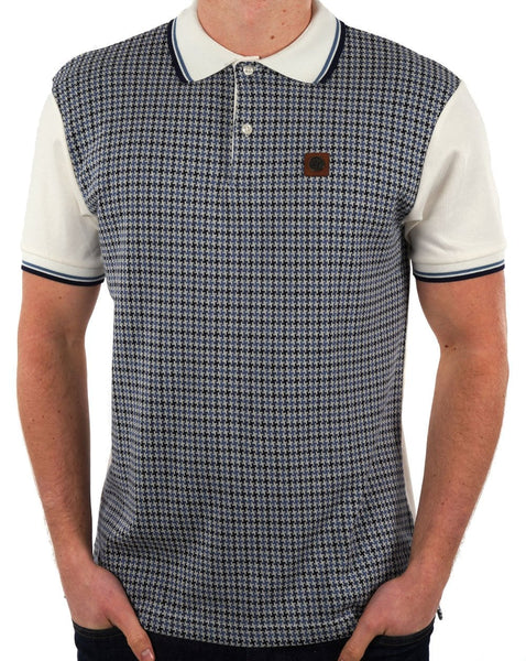Trojan Houndstooth Panel Polo Ecru
