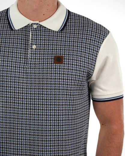 Trojan Houndstooth Panel Polo Ecru