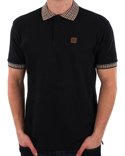 Trojan Gingham Trim Polo Black