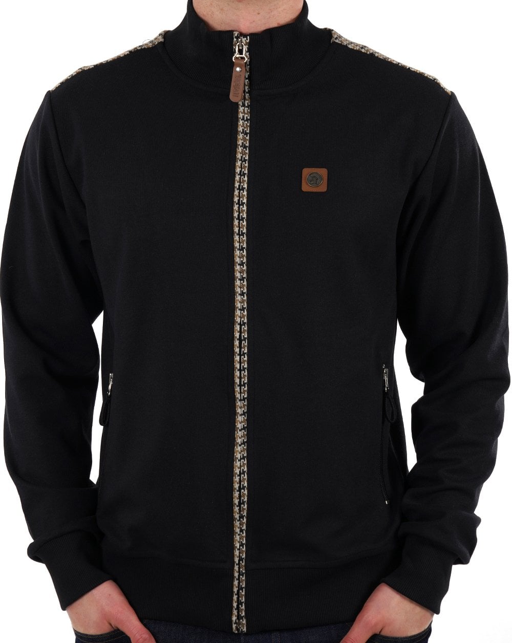 Trojan Houndstooth Trim Track Top Black
