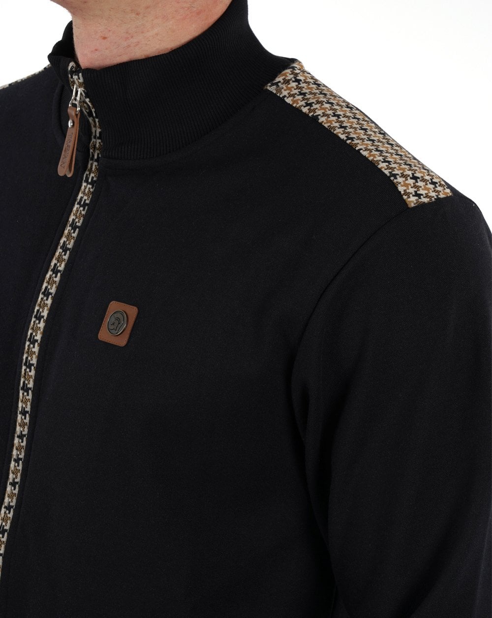 Trojan Houndstooth Trim Track Top Black