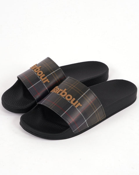 Barbour Tartan Slides Black