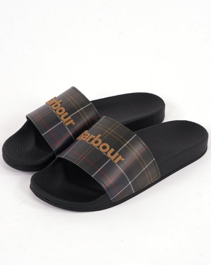 Barbour Tartan Slides Black