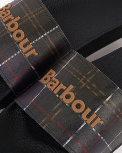 Barbour Tartan Slides Black