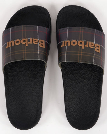 Barbour Tartan Slides Black