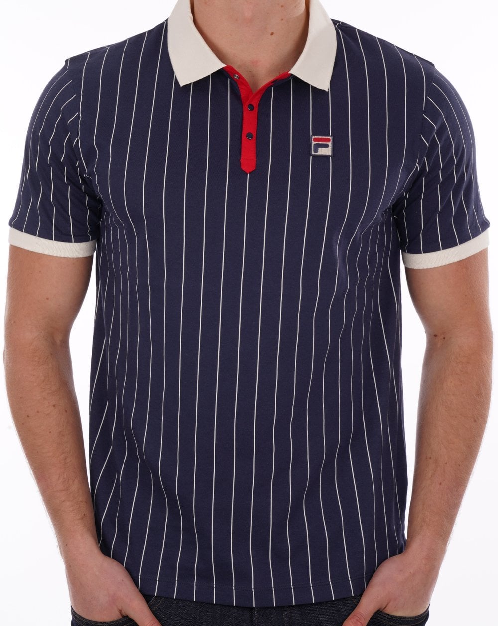 Fila Vintage BB1 Polo Shirt Navy/Gardenia/Red