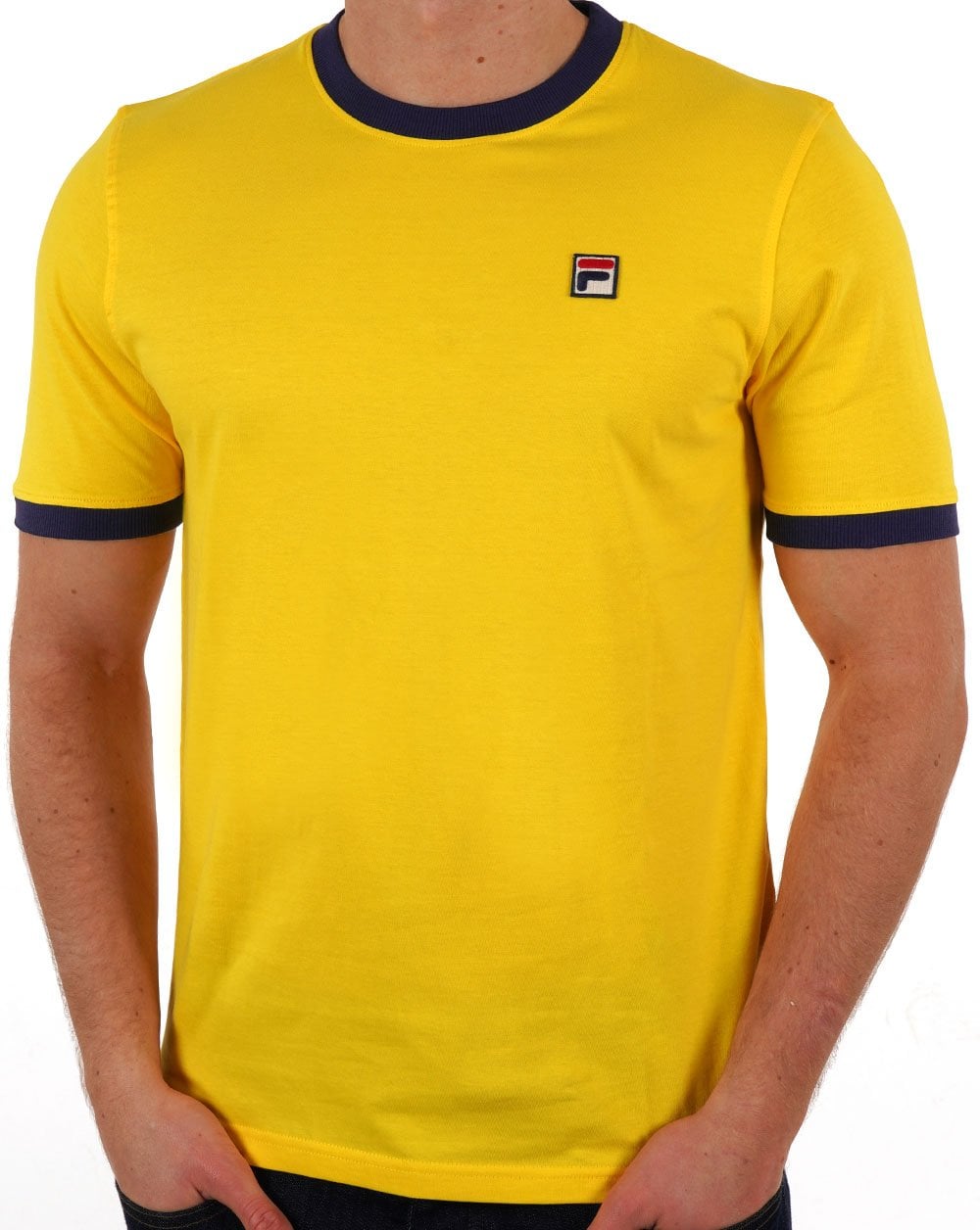 Fila Vintage Ringer T Shirt Yellow/Navy