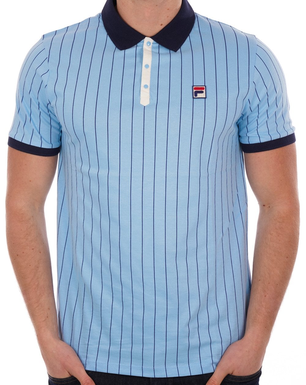Fila Vintage BB1 Polo Shirt Sky Blue/Navy