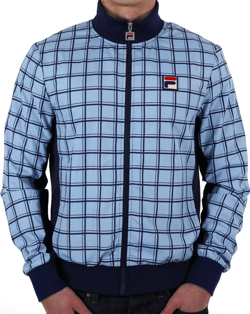 Fila Vintage Morgan Windowpane Track Top Sky Blue/Navy