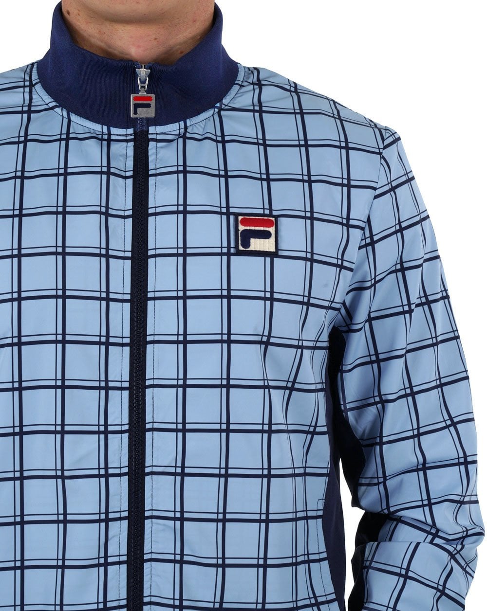 Fila Vintage Morgan Windowpane Track Top Sky Blue/Navy