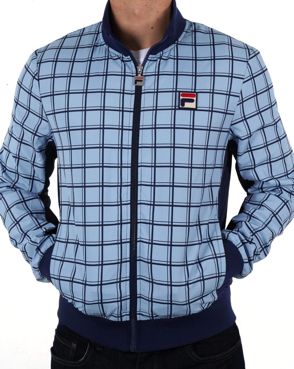 Fila Vintage Morgan Windowpane Track Top Sky Blue/Navy