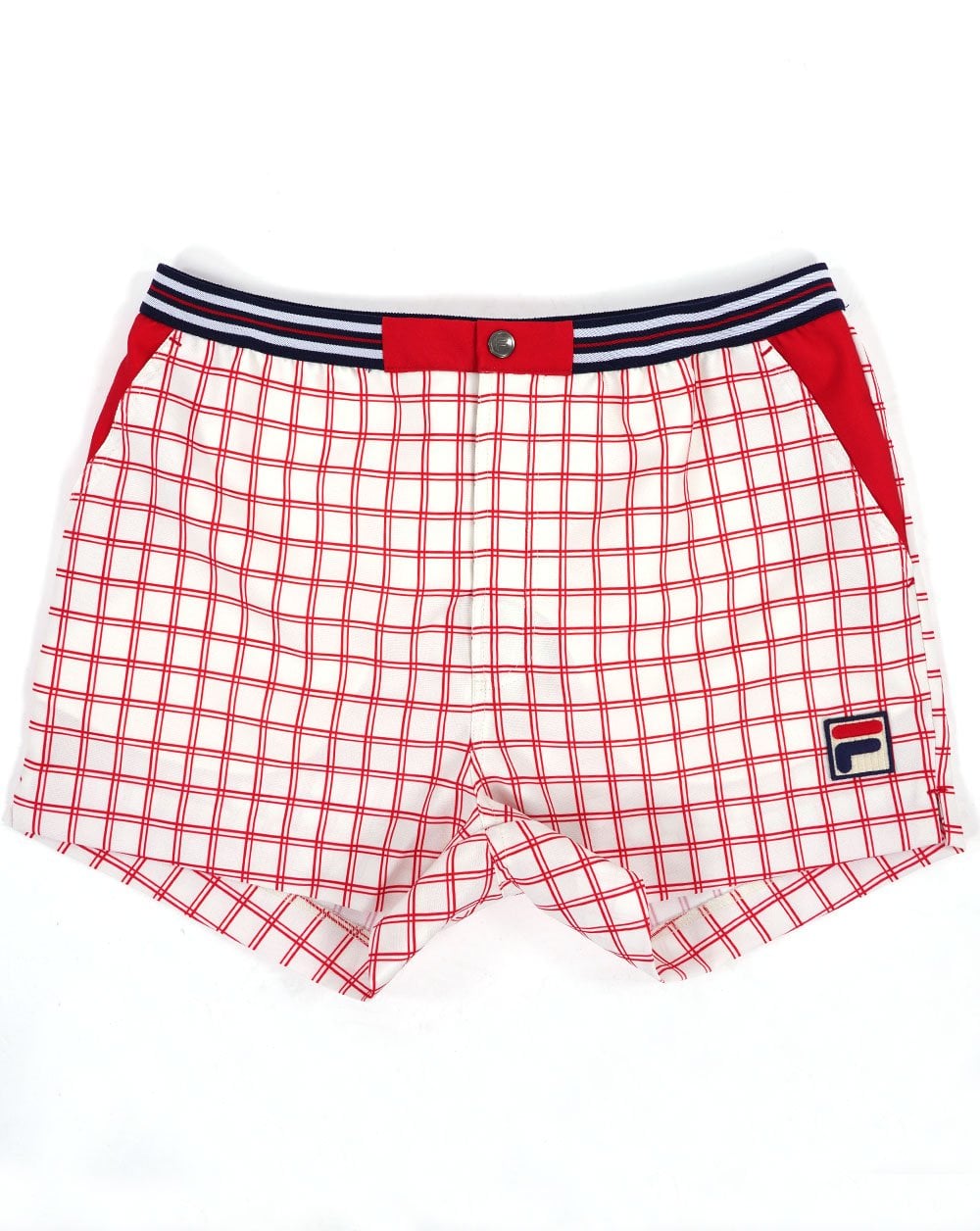Fila Vintage Brookes Windowpane Shorts Gardenia/Red