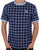 Fila Vintage Freddie Windowpane T Shirt Navy/Sky Blue