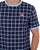 Fila Vintage Freddie Windowpane T Shirt Navy/Sky Blue