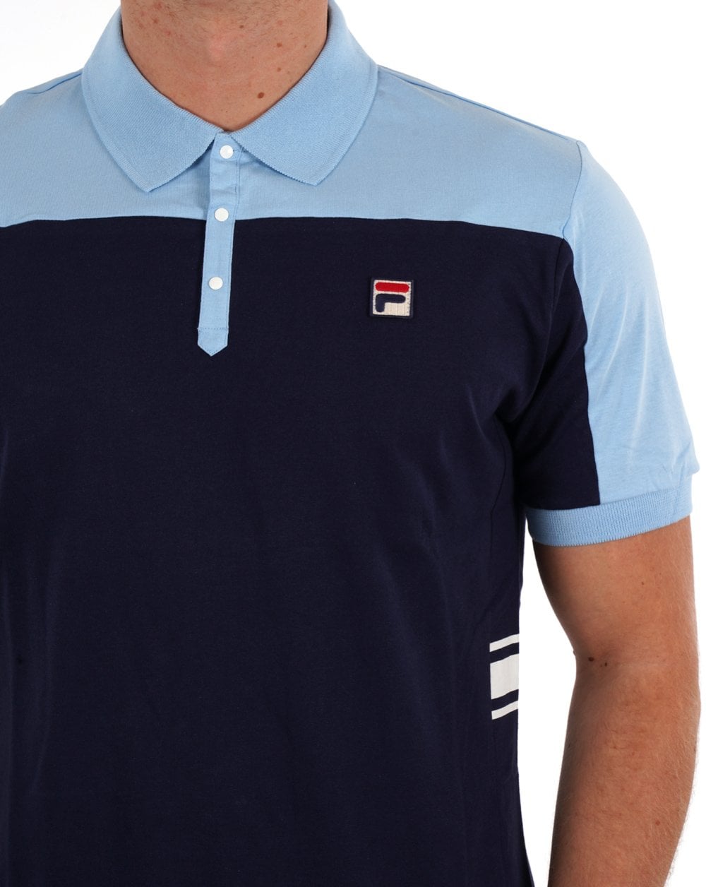 Fila Vintage Vilas Polo Shirt Navy/Sky Blue/White