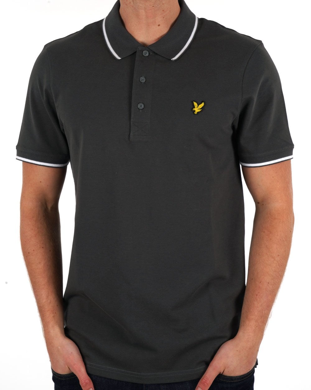 Lyle & Scott Tipped Polo Shirt Gun Metal/White