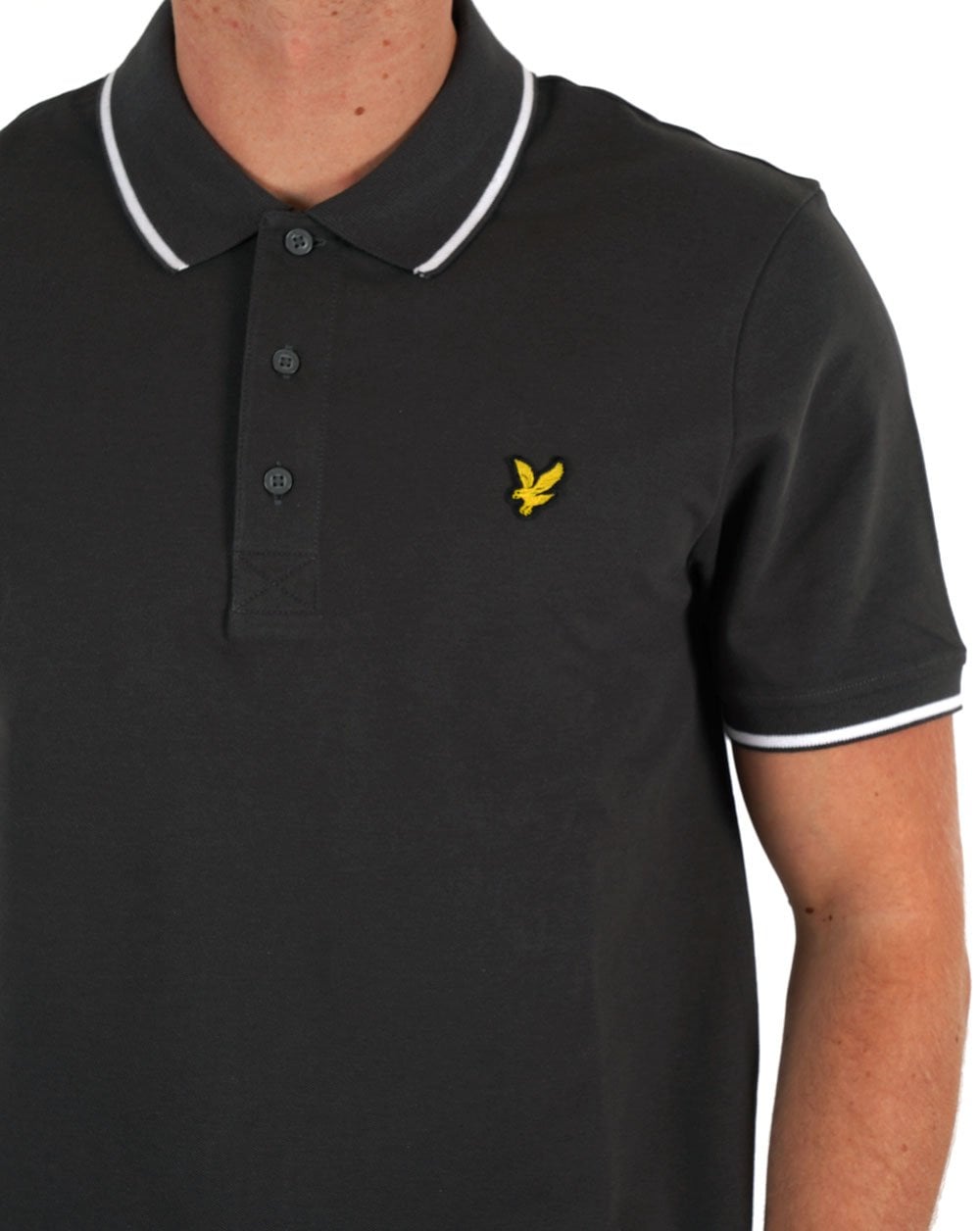 Lyle & Scott Tipped Polo Shirt Gun Metal/White