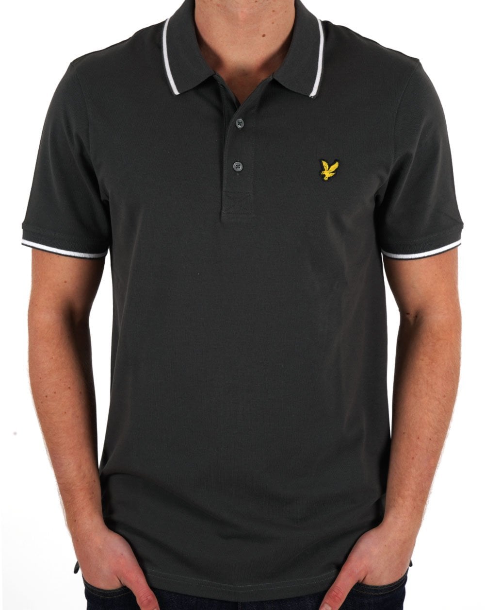 Lyle & Scott Tipped Polo Shirt Gun Metal/White