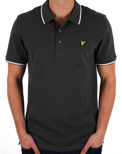 Lyle & Scott Tipped Polo Shirt Gun Metal/White