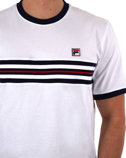 Fila Vintage Chest striped T Shirt White