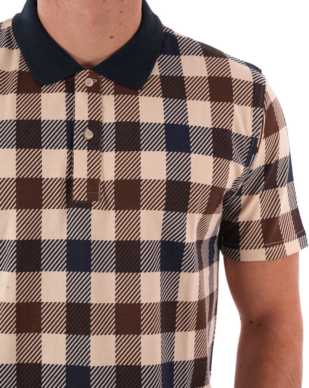 Aquascutum Macro Check Polo Navy