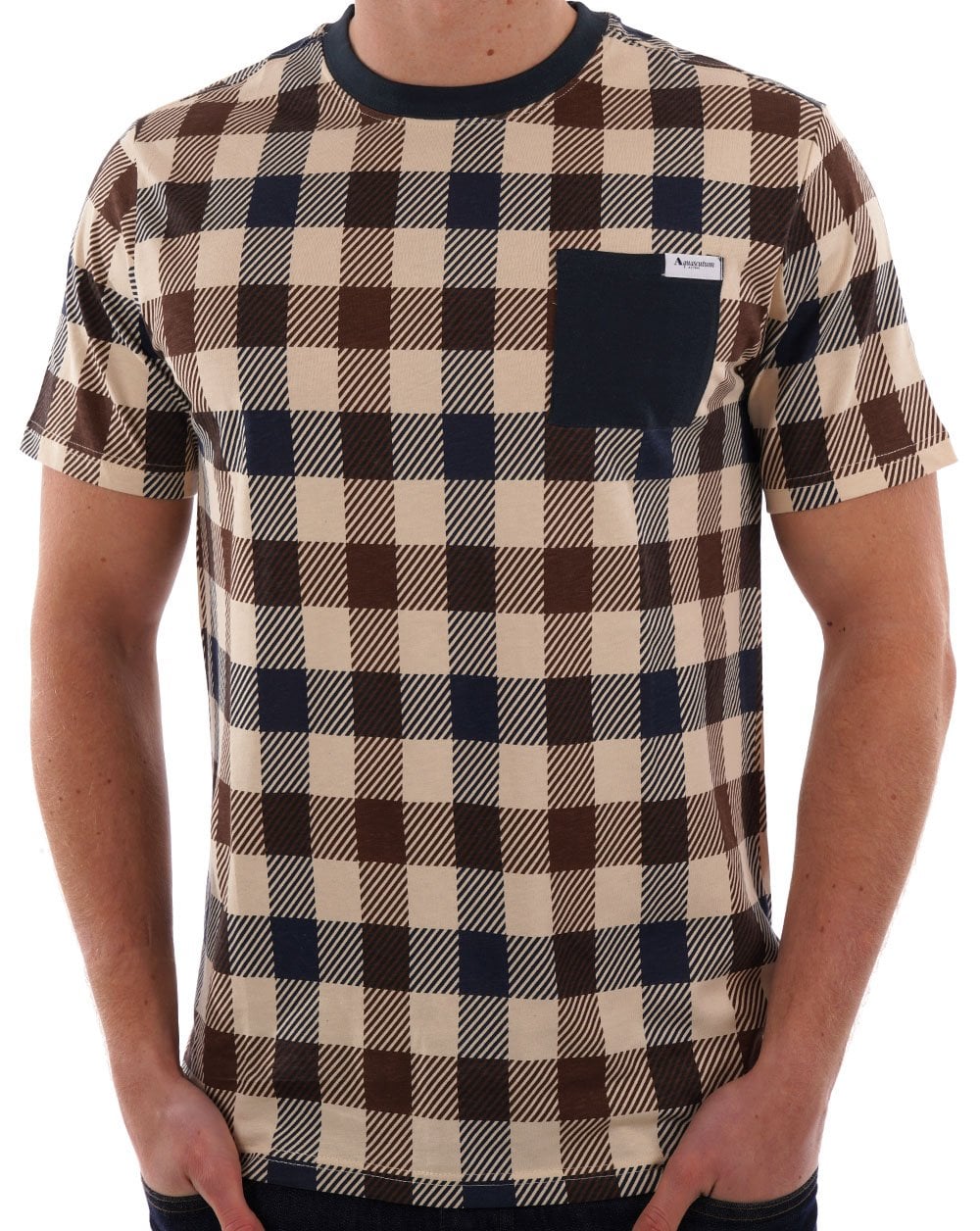 Aquascutum Macro Check T-shirt Navy
